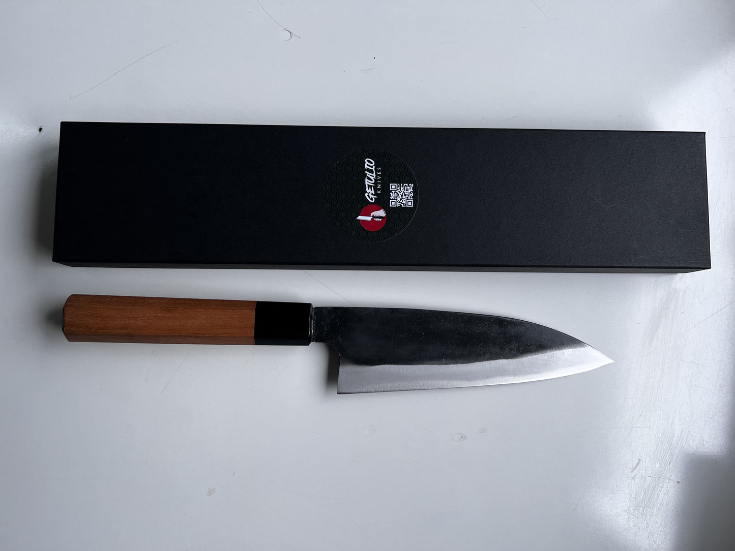 Santoku 16cm Acero Shirogami japonés hecho a mano