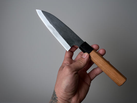 Faca Santoku 16cm Artesanal Japonesa | Aço Shirogami Forjado à Mão